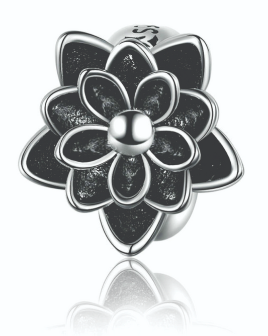 Sterling Silver Black Lotus Flower Charm