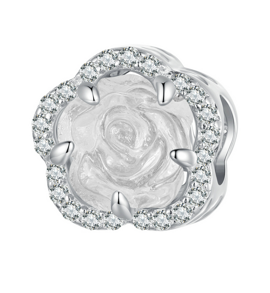 Sterling Silver Crystal Ultraviolet Rose Charm